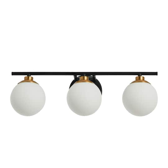 Hello Honey® Robert Stevenson Lighting Lorne Metal & Frosted Glass 3-Light Vanity